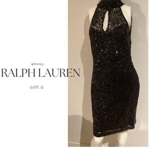 Ralph Lauren Women's Black Sequin Evening Dress